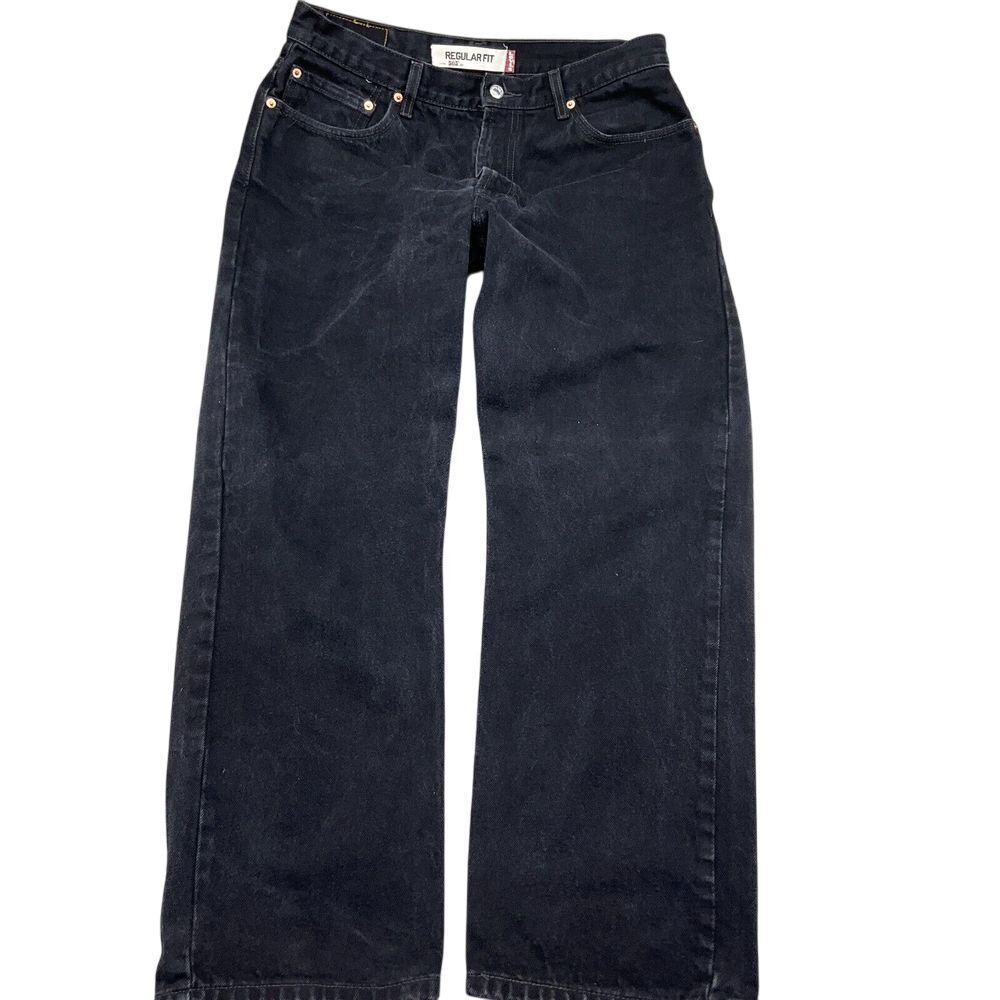 Levis 505 Jeans Men 36W 30L Black Regular Fit‎ Cotton Black Bat Wing VTG